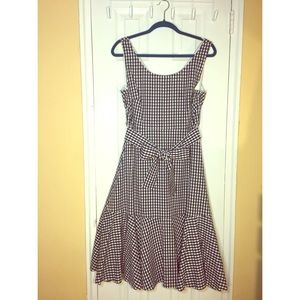 J Crew Gingham Ruffle Hem Midi